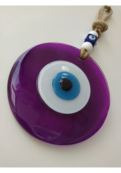Mor El Yapımı Büyük Cam Nazar Boncuğu 12 Cm