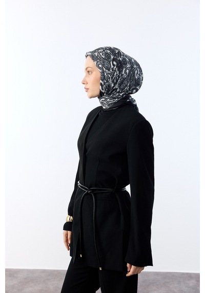 Mirsoy Scarf Lavin Desen Eşarp Siyah