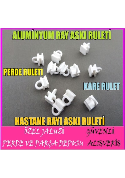 Korniş Uyumlu Kare Rulet-Plastik Perde Sürgü Ray Rulet-Askı Rulet