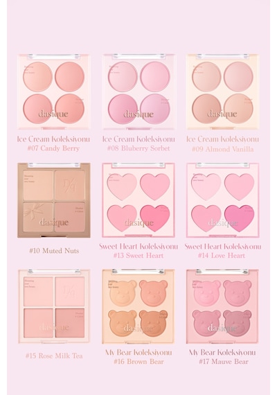 Dasique Karıştırılabilir Renklere Sahip 4 Lü Allık Paleti Blending Mood Cheek 02 Cool Blending 02 Cool Blending