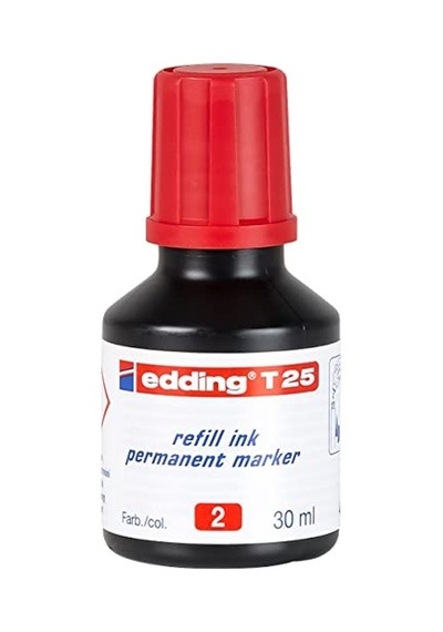 T 25 Permanent Yedek Mürekkep - Kalıcı Mürekkep - Kırmızı - 25 Ml Genel