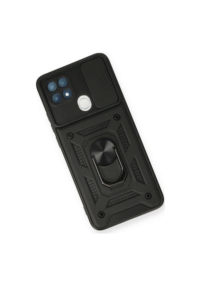 Oppo A15 Uyumlu Kılıf Pars Lens Yüzüklü Silikon - Siyah