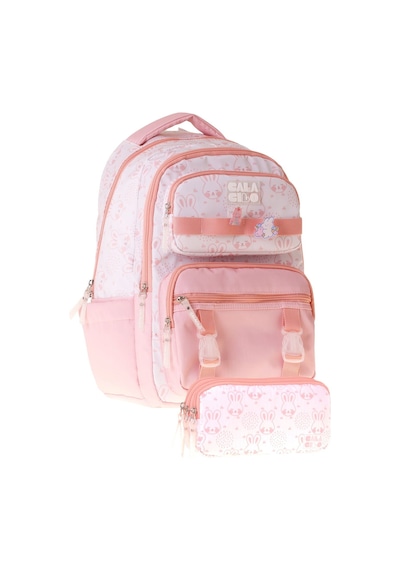 Calacilo Pleasant Kız Çocuk Kedi Baskılı Okul Sırt Çantası Ve Kalemlik Seti - Setcc-c4050c Pembe