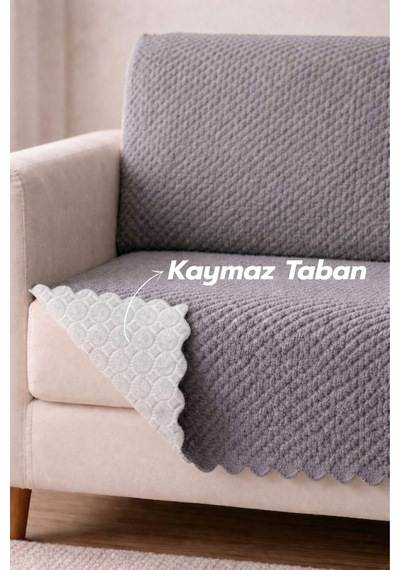 2'li Krem Kaymaz Tabanlı Kabartmalı Koltuk Örtüsü Çok Amaçlı Parlak Çekyat Örtüsü Otera