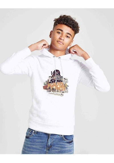 Tshirthane The Only Hope Baskılı Unisex Çocuk Kapüşonlu Beyaz Sweatshirt