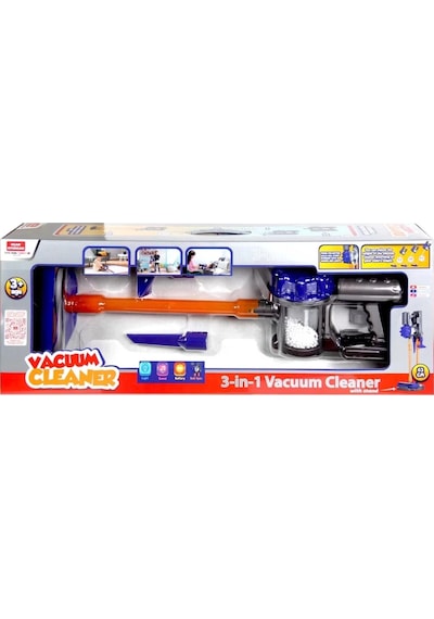 Vacuum Cleaner Pilli Kablosuz Oyuncak Dikey Standlı Elektrik Süpürgesi Mavi