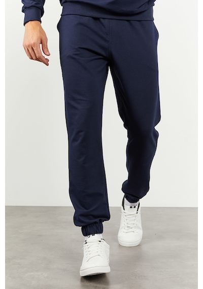 Tommy Life İndigo Kapüşonlu Kanguru Cep Lastik Paça Erkek Oversize Eşofman Takımı - 85117 İndigo