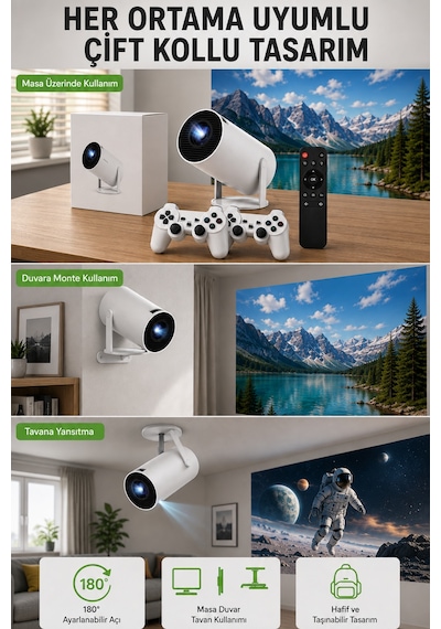 Kablosuz 4k Projeksiyon Wi Fi 6 & Bluetooth 5.0 İle Oyun Ve Uygulama Merkezli Yeni Nesil - Lisinya