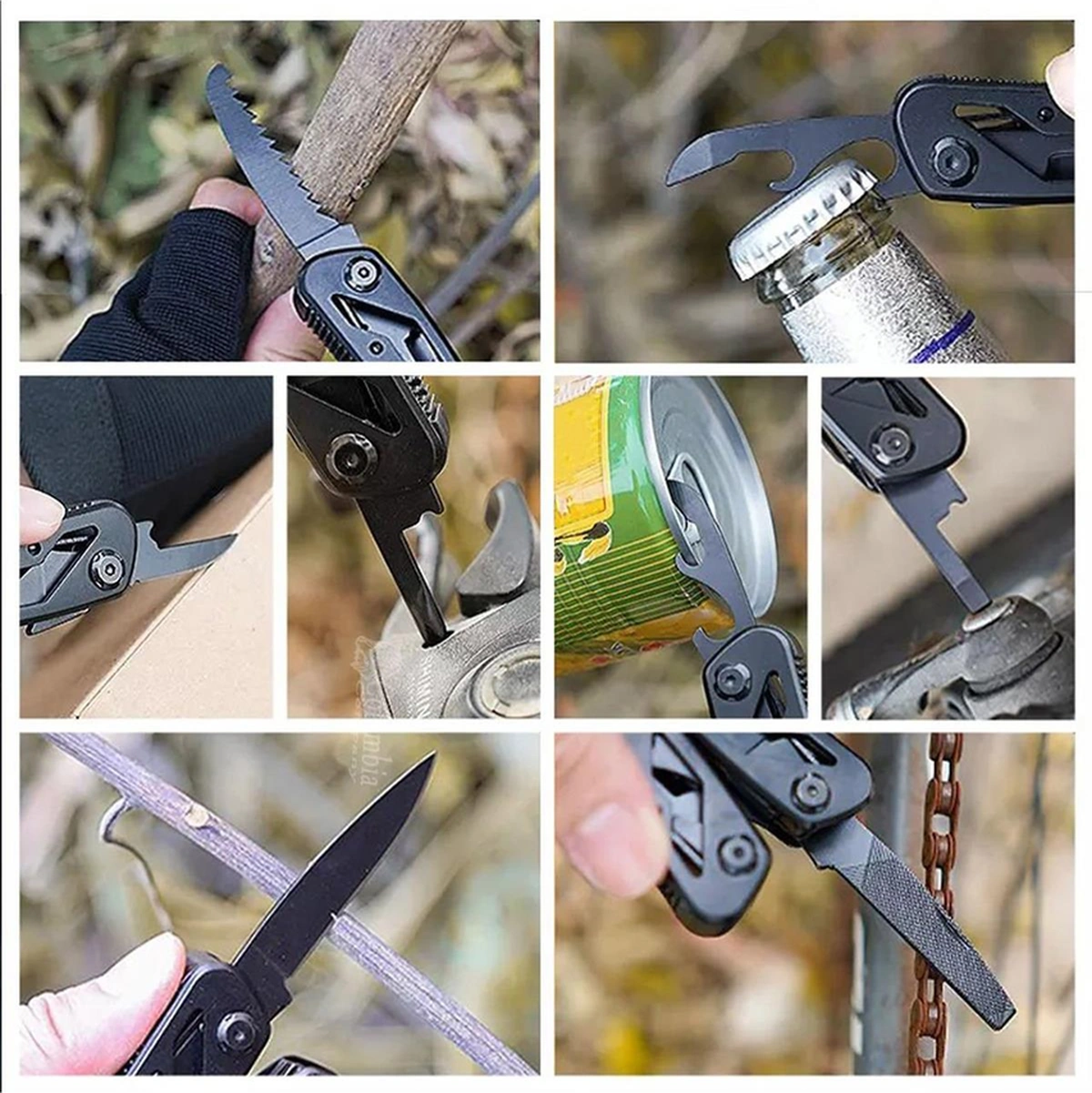 Columbia Kamp Çok Amaçlı El Aleti, 9 Multi Tool, Testere, Pense, Tornavida, Siyah