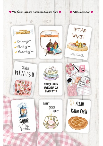 Ramazan Sunum Kartları 9 Lu Motto Kart 7x10 Cm