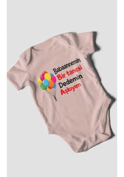 Morivokids Babaanneye Ve Dedeye Özel Kısa Kollu Bebek Body %100 Pamuk Zbn161-kk Pastel Pembe