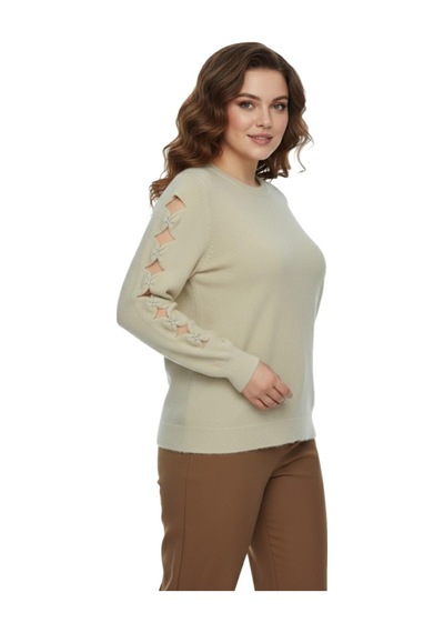 Lavella Kadın Kol Taşlı Modelli Sakallı Triko Kazak Bgl-st05077 Taş