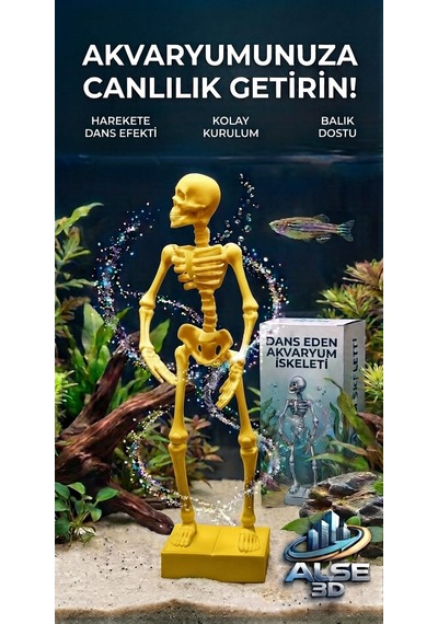 Alse Dans Eden Akvaryum İskeleti 2'li Set - Akvaryumunuzda İkili Eğlence Sarı
