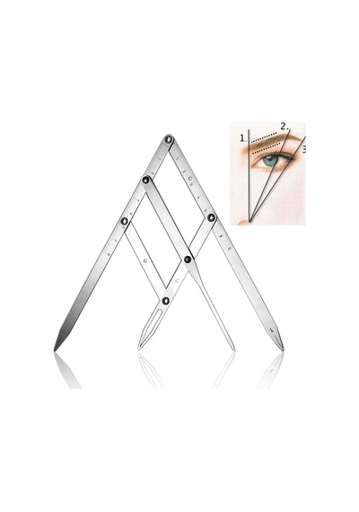 Mufunye Paslanmaz Çelik Kaş Makyaj Cetveli Katlanabilir Kaş Microblading Kalıcı Makyaj Yeniden Kullanılabilir Ölçüm Aracı