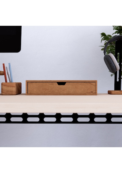 Desna Tek Katlı Tek Çekmeceli Dolap - Kiraz 34 Cm Uzunluk X 19 Cm Derinlik X 7.2 Cm Woodsaka Doğal Ahşap