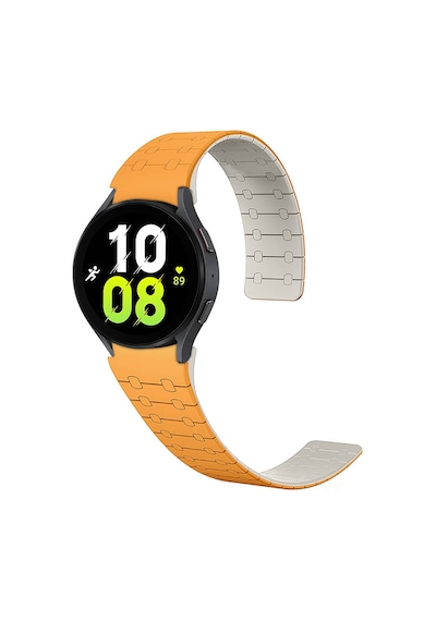 Samsung Galaxy Uyumlu Watch 6 40mm Omsy Krd-111 20mm Çizgili Desenli Silikon Kordon-turuncu