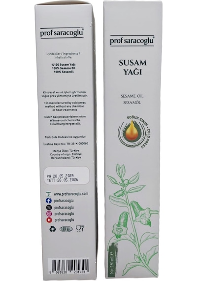 Prof Saracoglu Soğuk Sıkım  Susam Yağı 250 ML
