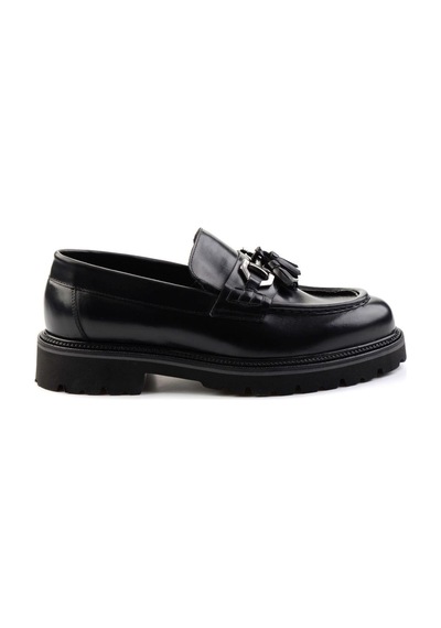 Bambi Siyah Leather Erkek Loafer Ayakkabı E01901494141 Siyah