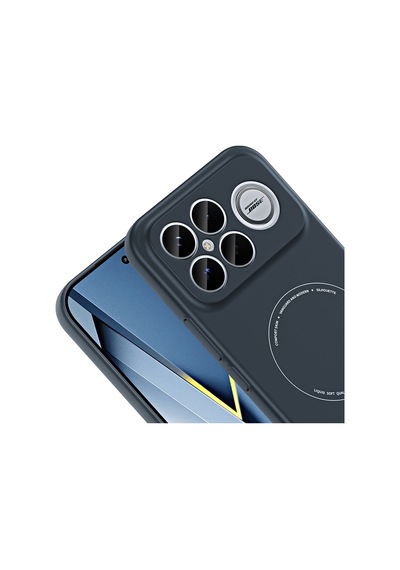 Maks Technology Poco F8 Ultra Kılıf M-safe Şarj Özellikli Kamera Korumalı Mkst Elio Sert Pc Kapak - Lacivert