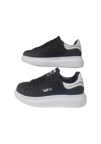 Wickers Unısex Siyah-beyaz Ortopedik Düz Taban Sneaker Spor Ayakkabı Siyah