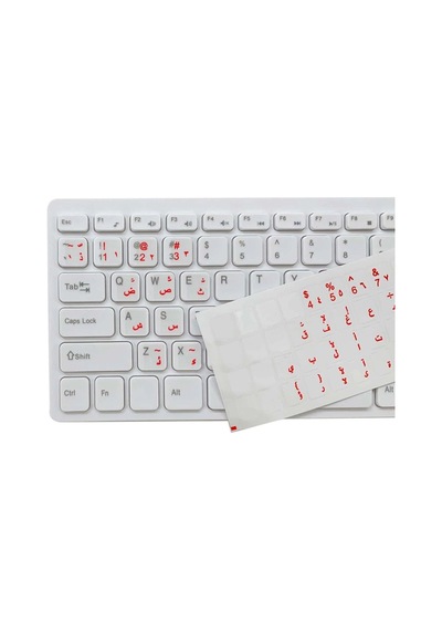 Arapça Klavye Sticker Şeffaf Parlak Harf Etiketi Laptop Ve Pc İçin Kırmızı Harfleri Diğer