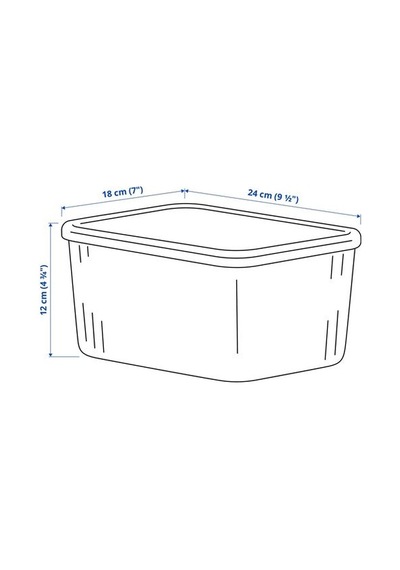 Ikea Rykta Kapaklı Kutu, Şeffaf Gri-mavi, 18x24x12 Cm/3.5 Lt