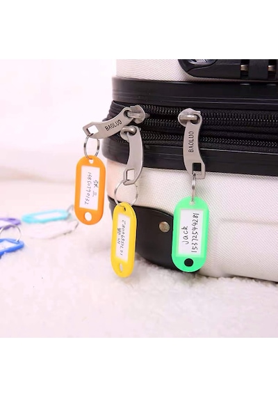 Plastik İsim Yazılabilen Karışık Renk 15 Adet Anahtarlık 5.5x2cm