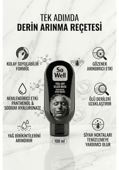 Soyulabilen Siyah Maske Peel-off Black Mask 100 Ml Siyah Nokta Karşıtı
