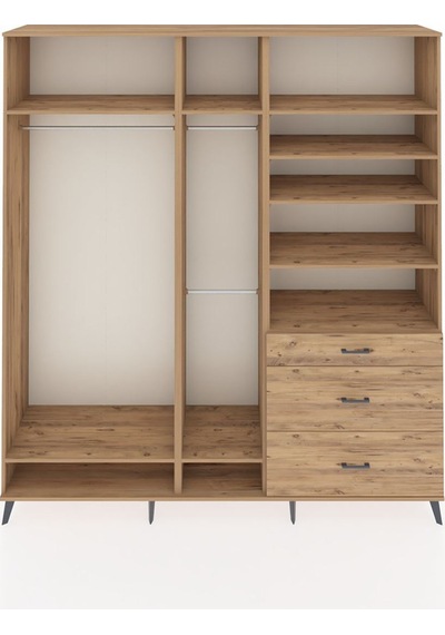 Hyperion Dolap 9 Raflı 3 Çekmeceli 3 Askılı 220x44x243 Çam-çam/çam Çok Renkli Hyperion Dolap 9 Raflı 3 Çekmeceli 3 Askılı 220x44x243 Çam-çam/çam Çok Renkli