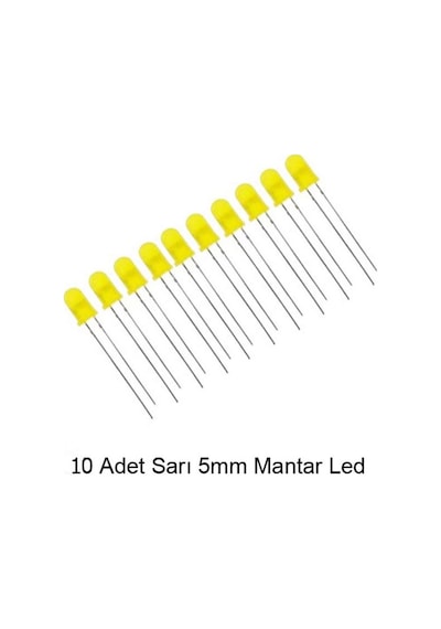 5mm Sarı Mantar Led Diyot Yüksek Parlaklık - 10 Adet Paket