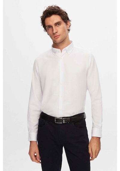 D's Damat Slim Fit Armürlü Düğmeli Yaka Pamuklu Erkek Gömlek - Beyaz 5HC02ORT07265 Beyaz D's Damat Slim Fit Armürlü Düğmeli Yaka Pamuklu Erkek Gömlek - Beyaz 5HC02ORT07265 Beyaz