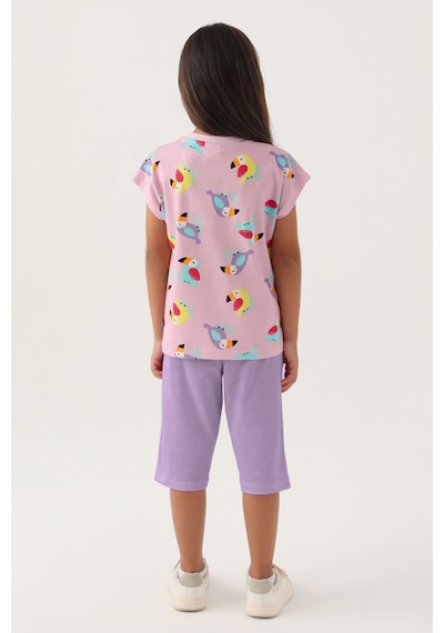 Rolypoly Owl Mor Kız Çocuk Kapri Takım 5274-42947 Pembe