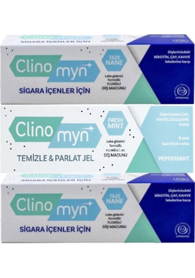 Clinomyn Sigara Içenler Için 75ml X 2 + Temizle Parlat Fresh Jel Diş Macunu 75ml