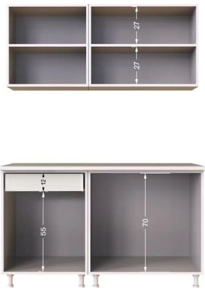 Tdesigno Esin Hazır Mutfak Dolabı 140 CM -tezgah Dahil Değil- Parlak Beyaz