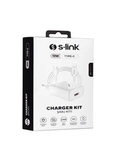 S-Link Sl-Ec40T 5V 2400Ma Type-C Kablolu Beyaz Ev Şarj Adaptörü