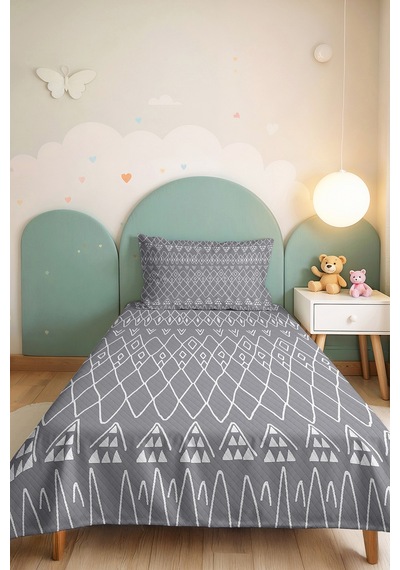 Gri Geometrik Modern Genç Odası Tek Kişilik Pike Takımı-beyaz Etnik 160x220 Cm Kapitone Yatak Örtüsü Bej