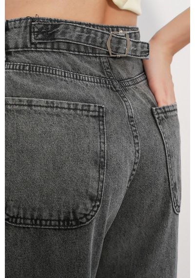 Hiccup Bdart Keten Karışımlı Düz Kesim Denim Jean Koyu Gri