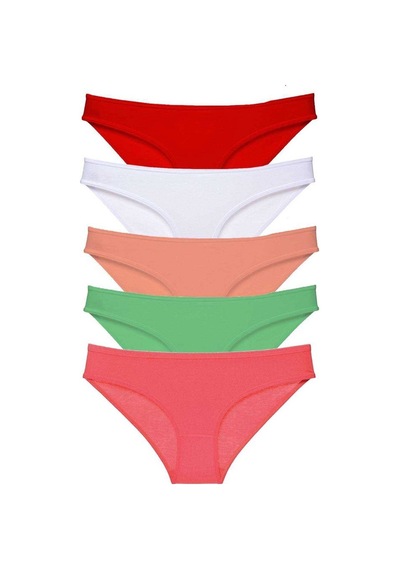 5 Adet Süper Eko Set Likralı Kadın Slip Külot Kırmızı Beyaz Pudra Yeşil Fuşya Mudanis