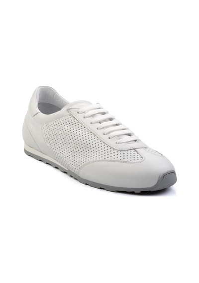 Bambi Beyaz Kırışık Hakiki Deri Erkek Sneaker E01083017103 Beyaz