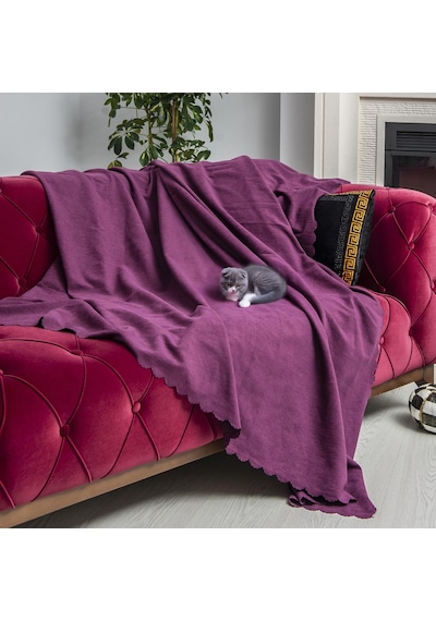 Kaymaz Koltuk Örtüsü Çift Taraflı Mikrofiber Şönil 175x350 Cm Xl- Mürdüm Kedi Köpek Ve Çocuk Dostu Mürdüm