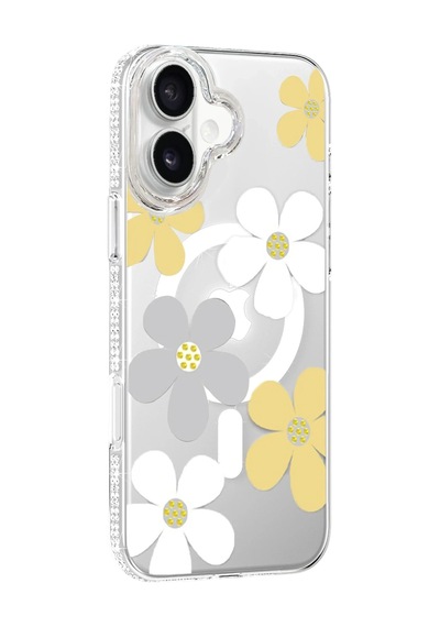 Mey İthalat Apple Uyumlu iPhone 16 Floral Magsafe Kapak - Sarı
