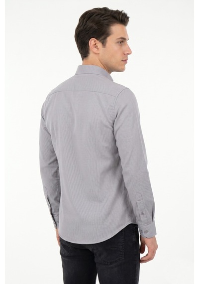 Advante Erkek Spor Slim Fit Uzun Kol Petek Dokulu Gömlek Bgl-st05483 Gri