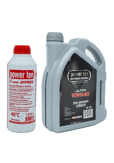 Power Ten 10W-40 Motor Yağı 4 L + Kırmızı Antifriz 1.5 L