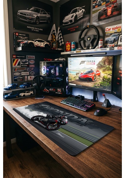 Honda Cbr Siyah Kırmızı Motor 40x90 Cm Oyuncu Mousepad Kaymaz Taban Büyük Boy Mousepad