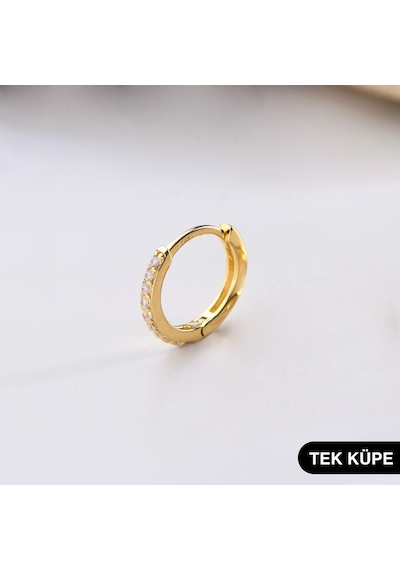 Goldkupe 14 Ayar Taşlı Tek Halka Altın Küpe 0,52 Gr-6326