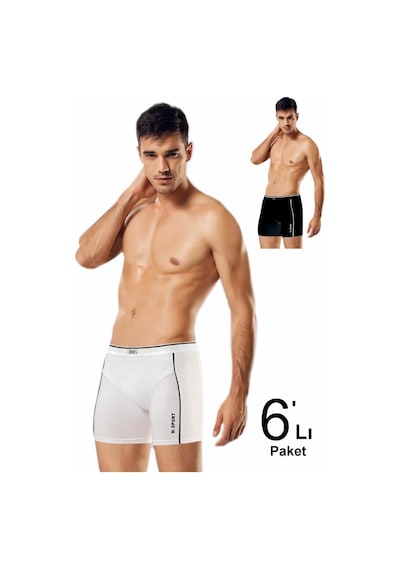 6'lı Paket Modal Erkek Boxer Siyah Beyaz KARIŞIK RENK