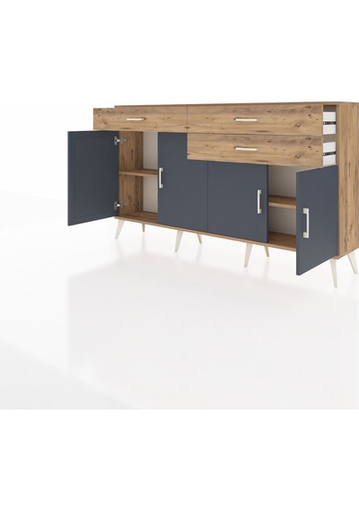 Arges Konsol 2 Raflı 3 Çekmeceli 4 Kapaklı 176x30x99 Çam-antrasit Çam-antrasit/çam Arges Konsol 2 Raflı 3 Çekmeceli 4 Kapaklı 176x30x99 Çam-antrasit Çam-antrasit/çam