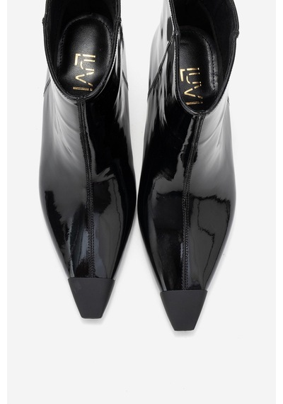 Luvishoes Luvi Shoes Rassel Siyah Rugan Mat Burunlu Kadın İnce Topuklu Bot Siyah