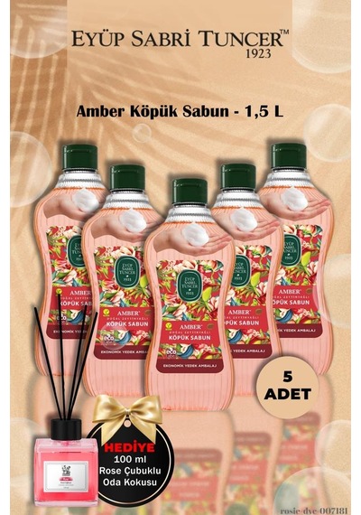 5'li Eyüp Sabri Tuncer Amber Köpük Sabun 1,5 L Gül Koku Hediye