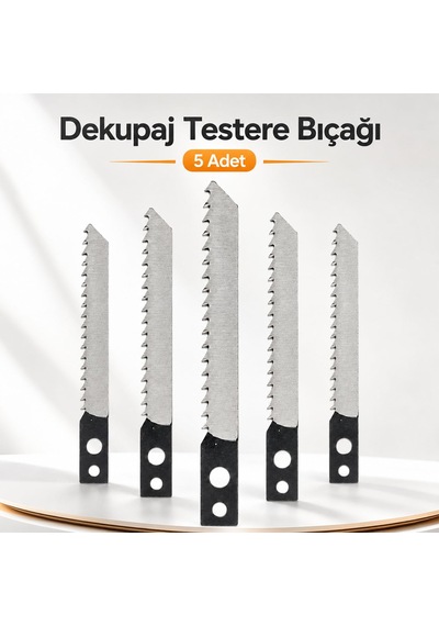 Ahşap Dekupaj Testere Bıçağı 5 Adet T İnce Dişli Kesim Testere Pratik Yedek Uç Seti